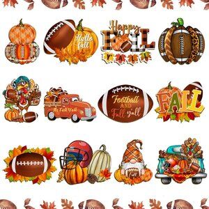 24pcs Fall Football Ornaments-Football and Fall Y'all Door Party Supplies Maple